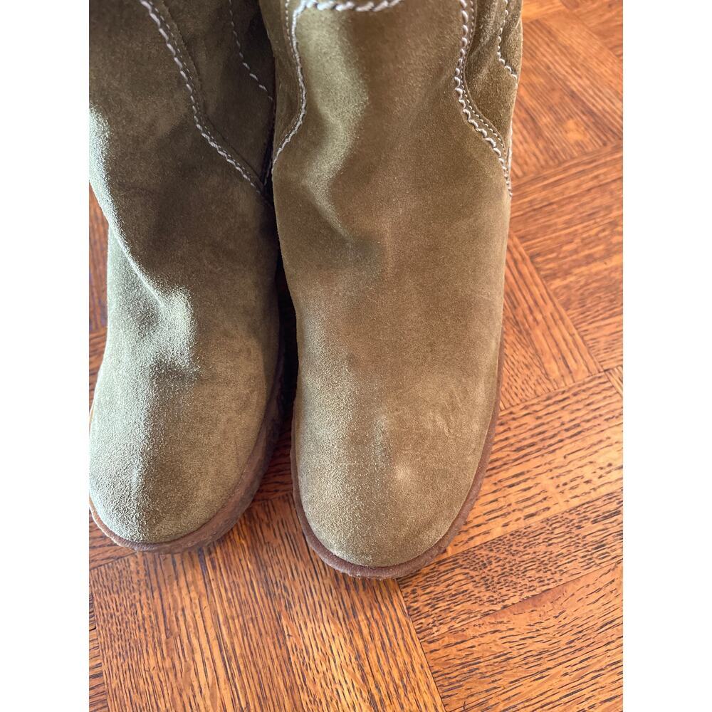 MICHAEL KORS MADE IN ITALY TALL SUEDE SHERPA LINED FOLD OVER BOOTS GREEN 6 - Picture 3 of 10